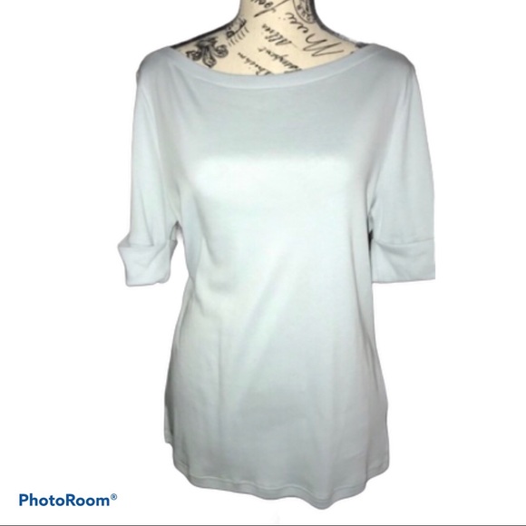 LAUREN Ralph Lauren Blue Designer Boatneck Top / L